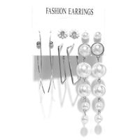Fashion Geometric Alloy Pearl Earrings Six Pairs Set Wholesale Nihaojewelry sku image 6