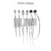 Fashion Geometric Alloy Pearl Earrings Six Pairs Set Wholesale Nihaojewelry sku image 2