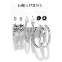Fashion Geometric Alloy Pearl Earrings Six Pairs Set Wholesale Nihaojewelry sku image 3