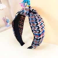 Korean Style Autumn And Winter New Arrival Hairband Multicolor Twill Plaid Cross Knot Hair Band Vintage Fashion Headdress sku image 1