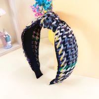 Korean Style Autumn And Winter New Arrival Hairband Multicolor Twill Plaid Cross Knot Hair Band Vintage Fashion Headdress sku image 2