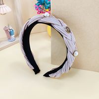 Korea's Style Braided Inlaid Pearl Wide-brimmed Hairband Wholesale Nihaojewelry sku image 5