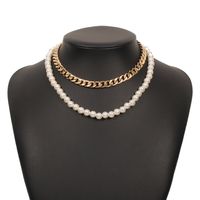Mode Geometrische Legierung Perlen Doppelschicht Halskette sku image 3