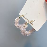 Retro Diamond-studded Pearl Large Hoop Earrings Wholesale sku image 1