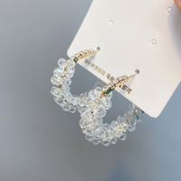 Retro Diamond-studded Pearl Large Hoop Earrings Wholesale sku image 2