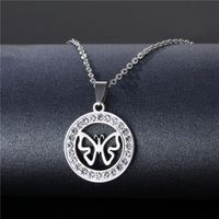 Simple Stainless Steel Rhinestone Hollow Butterfly Necklace Wholesale Nihaojewelry main image 1