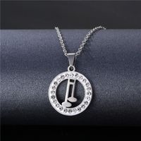 Europe And America Cross Border Stainless Steel Musical Note Necklace Glossy Cut Clay Diamond Clavicle Chain Stylish Pendant Necklace Wholesale main image 1