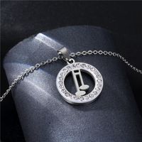 Europe And America Cross Border Stainless Steel Musical Note Necklace Glossy Cut Clay Diamond Clavicle Chain Stylish Pendant Necklace Wholesale main image 4