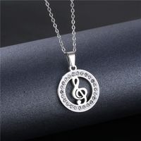 Simple Stainless Steel Musical Note Inlaid Rhinestone Necklace Wholesale Nihaojewelry main image 3
