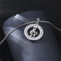 Simple Stainless Steel Musical Note Inlaid Rhinestone Necklace Wholesale Nihaojewelry main image 4