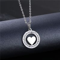 Fashion Inlaid Rhinestone Hollow Heart Necklace Wholesale Nihaojewelry main image 3