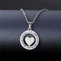 Fashion Inlaid Rhinestone Hollow Heart Necklace Wholesale Nihaojewelry sku image 1