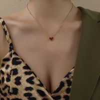 Fashion Heart-shape Stainless Steel Necklace Wholesale sku image 1