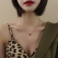 Fashion Heart-shape Stainless Steel Necklace Wholesale sku image 2