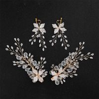 Mori Fairy Handmade Perlen Blumen Seiten Clip Koreanische Schöne Haarnadel Ohrring Set Matti Erter Kristall Braut Hochzeits Kleid Kopfschmuck sku image 1