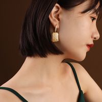 New Simple Texture  Titanium Steel Material 18k Real Gold Plating Non-fading Non-allergenic Earrings  Wholesale Nihaojewelry sku image 2