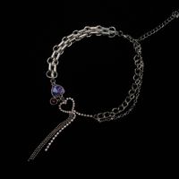Purple Love Rhinestone Tassel Thick Necklace Clavicle Chain Wholesale sku image 2