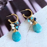 Wholesale Jewelry Ethnic Style Turquoise Glass Beads Insect Shape Earrings Nihaojewelry sku image 2