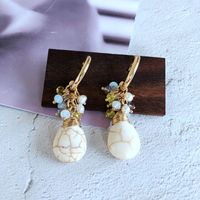 Vente En Gros Bijoux Style Ethnique Perles De Verre Turquoise Boucles D&#39;oreilles En Forme D&#39;insecte Nihaojewelry sku image 1