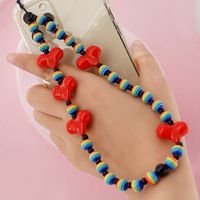 Acrylic Color Peach Heart Bohemian Striped Beads Mobile Phone Chain Wholesale Nihaojewelry sku image 3