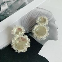 Korean Dongdaemun Design Sterling Silver Needle Retro Mirror Geometric Polygon Earrings Earrings Female Fashion Personality sku image 1
