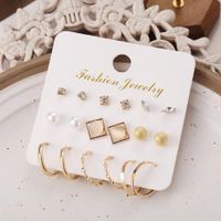 Simple Retro Crystal Earrings 8-piece Set sku image 6