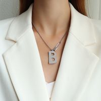 Simple B Letter Titanium Steel Necklace Wholesale sku image 1