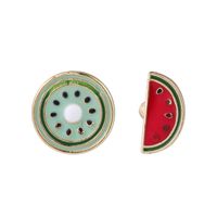 Summer Fashion Fruit Earrings Asymmetric Mini Cactus Mangosteen Watermelon Earrings Wholesale Nihaojewelry sku image 2
