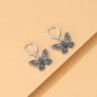 Europe And America Cross Border New Personalized Simple Butterfly Earrings Fashion Retro Pattern Butterfly Pendant Ornament main image 2
