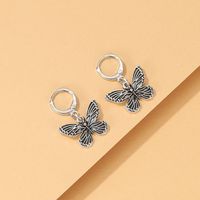 Europe And America Cross Border New Personalized Simple Butterfly Earrings Fashion Retro Pattern Butterfly Pendant Ornament main image 4