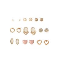 Simple 9 Pairs Of Hollow Oil Drop Heart Diamond Earrings Wholesale Nihaojewelry main image 6