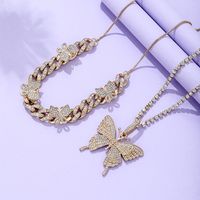 Retro Fashion Butterfly Multi-layer Inlaid Rhinestone Necklace Wholesale Nihaojewelry main image 5
