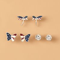 New Drop Oil Butterfly Diamond Earrings Set Wholesale Nihaojewelry main image 1