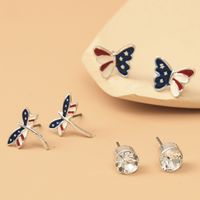 New Drop Oil Butterfly Diamond Earrings Set Wholesale Nihaojewelry main image 3