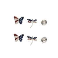 New Drop Oil Butterfly Diamond Earrings Set Wholesale Nihaojewelry main image 4