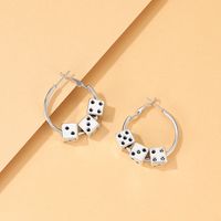 Europe And America Cross Border New Fashion Retro Dice Earrings Personalized Creative Alloy Dice Hollow Out Earrings Ear Studs Accessories main image 3