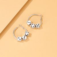 Europe And America Cross Border New Fashion Retro Dice Earrings Personalized Creative Alloy Dice Hollow Out Earrings Ear Studs Accessories main image 4