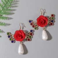 European And American Trend Exaggerated Butterfly Flower Pearl Earrings Female Bohemian Creative Unique Crystal Eardrop Jewelry main image 3