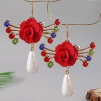 European And American Trend Exaggerated Butterfly Flower Pearl Earrings Female Bohemian Creative Unique Crystal Eardrop Jewelry main image 5