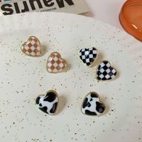 Heart Checkerboard Drop Oil Stud Earrings Wholesale Nihaojewelry main image 1