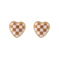 Heart Checkerboard Drop Oil Stud Earrings Wholesale Nihaojewelry main image 3