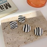 Black White Zebra Pattern Round Square Stud Earrings Wholesale Nihaojewelry main image 1