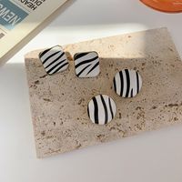Black White Zebra Pattern Round Square Stud Earrings Wholesale Nihaojewelry main image 4