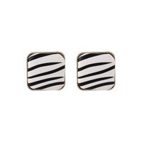 Black White Zebra Pattern Round Square Stud Earrings Wholesale Nihaojewelry main image 6
