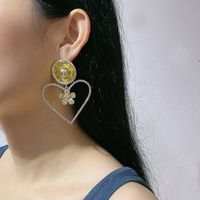 Fashion Metal Diamond Flower Heart Drop Earrings Wholesale Nihaojewelry main image 1