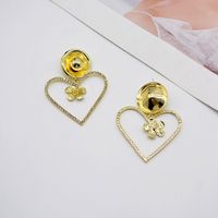 Fashion Metal Diamond Flower Heart Drop Earrings Wholesale Nihaojewelry main image 4