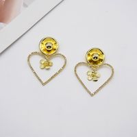 Fashion Metal Diamond Flower Heart Drop Earrings Wholesale Nihaojewelry main image 5