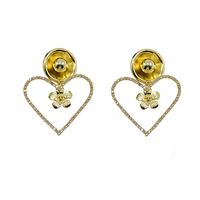 Fashion Metal Diamond Flower Heart Drop Earrings Wholesale Nihaojewelry main image 6