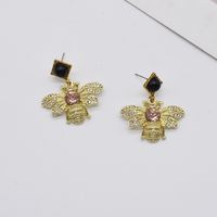 Creative Diamond-studded Cute Little Bee Earrings Wholesale Nihaojewelry main image 5