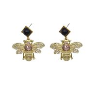 Creative Diamond-studded Cute Little Bee Earrings Wholesale Nihaojewelry main image 6